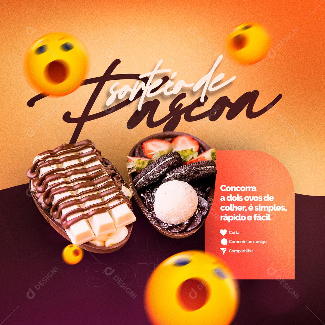 Social Media Concorre a Dois Ovos de Colher Sorteio de Páscoa PSD Editável