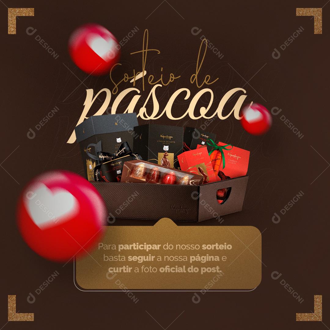Social Media Sorteio de Páscoa Seguir Nossa Página PSD Editável