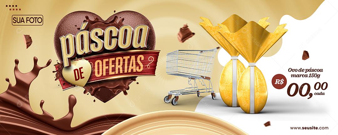 Social Media Banner Páscoa de Ofertas 50% de Desconto PSD Editável