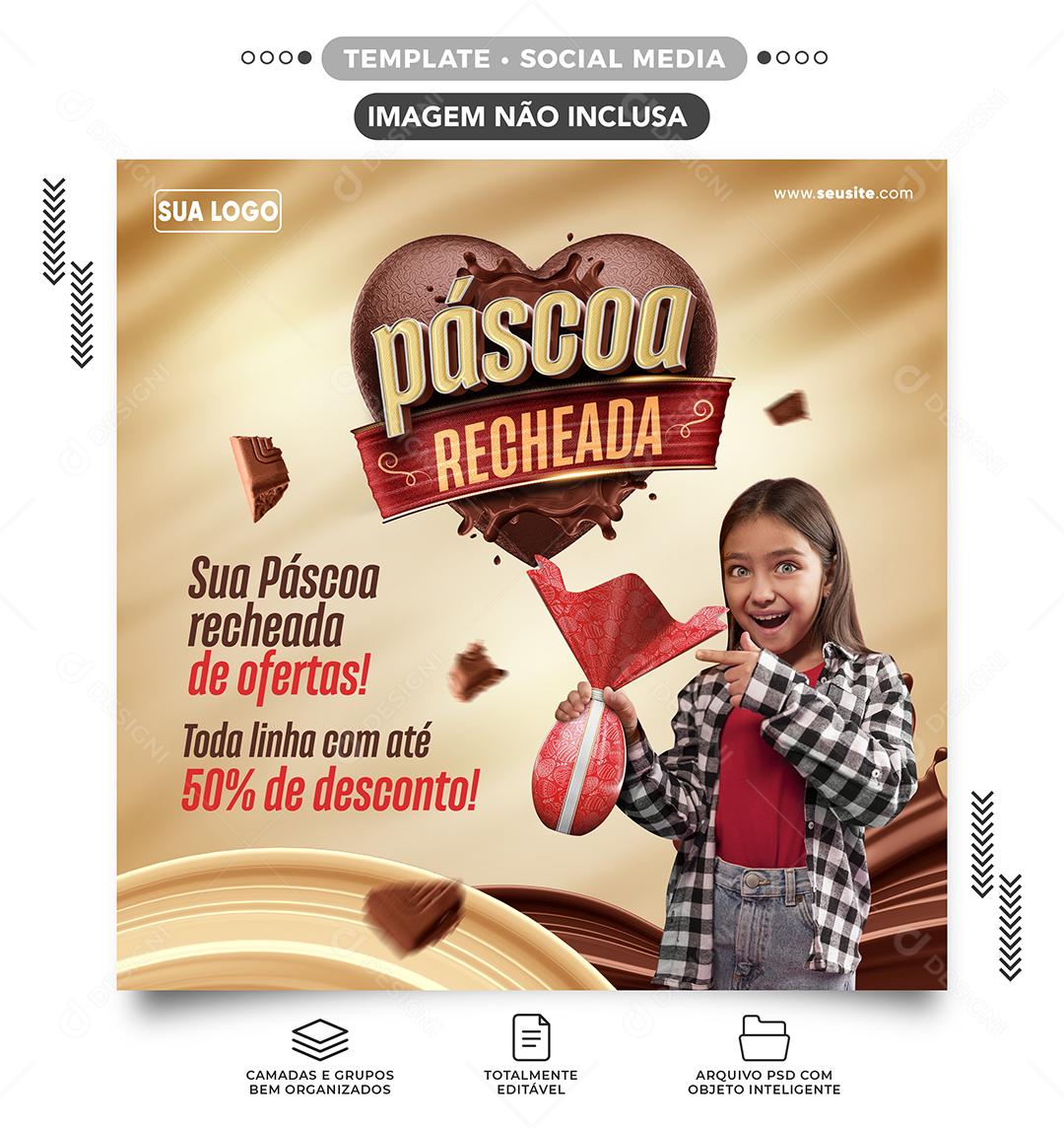 Social Media Sua Páscoa Recheada de Ofertas 60% de Desconto Loja PSD Editável