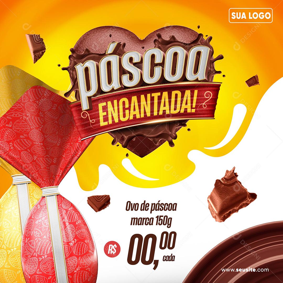 Páscoa Encantada Ovo de Páscoa Social Media PSD Editável