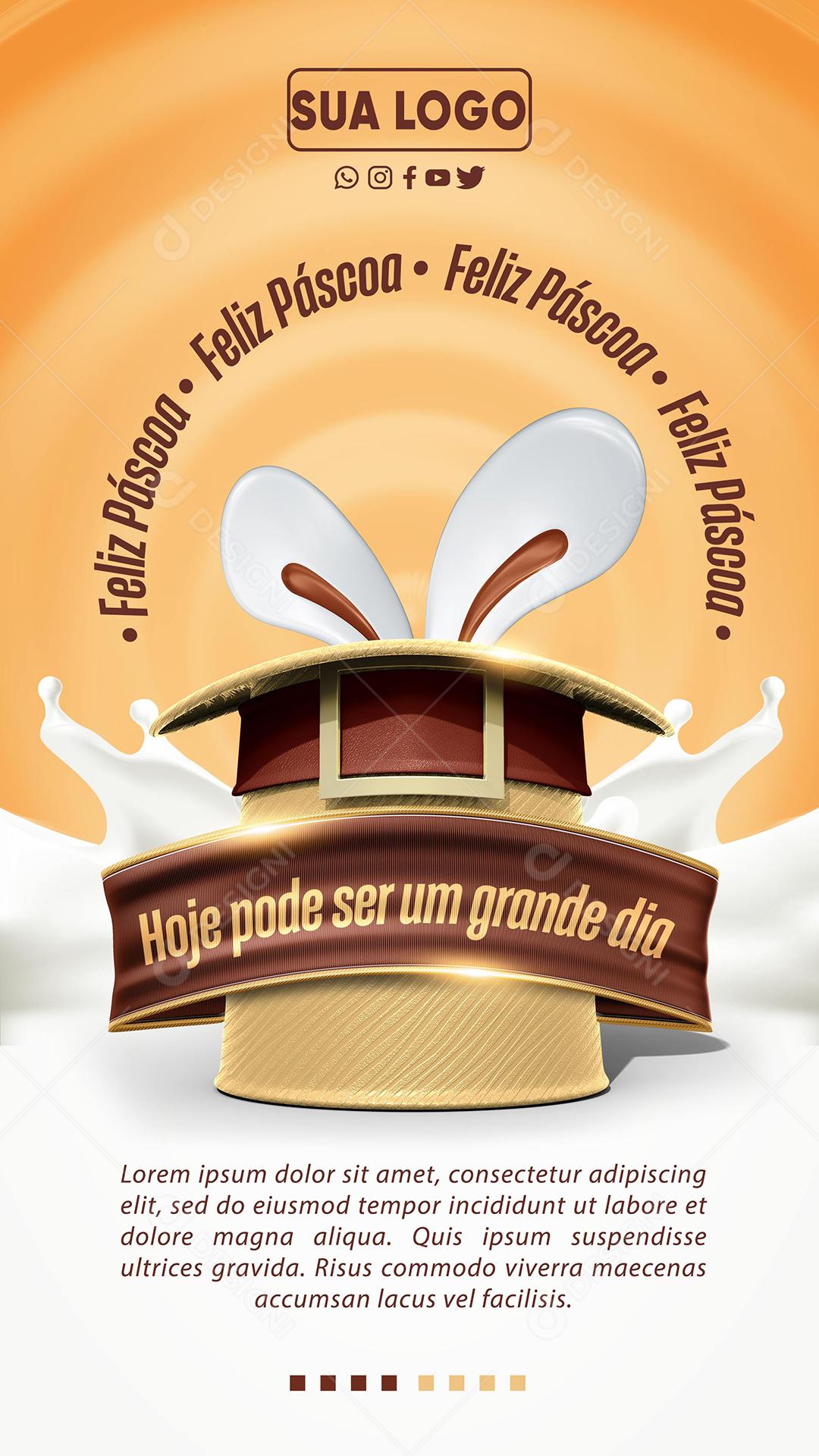 Social Media Hoje Pode Ser Um Grande Dia Feliz Páscoa PSD Editável