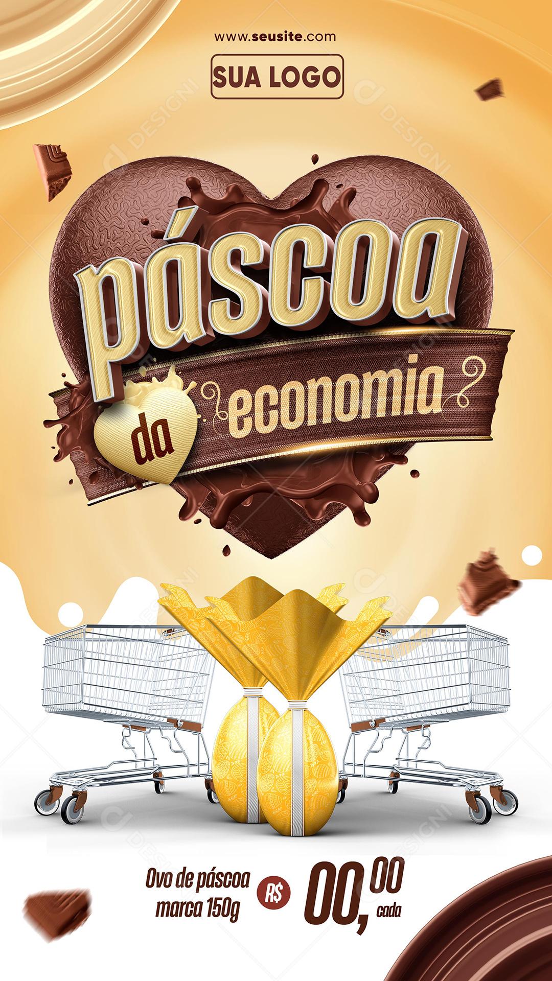 Social Media Banner Páscoa Da Economia Ovos de Páscoa PSD Editável