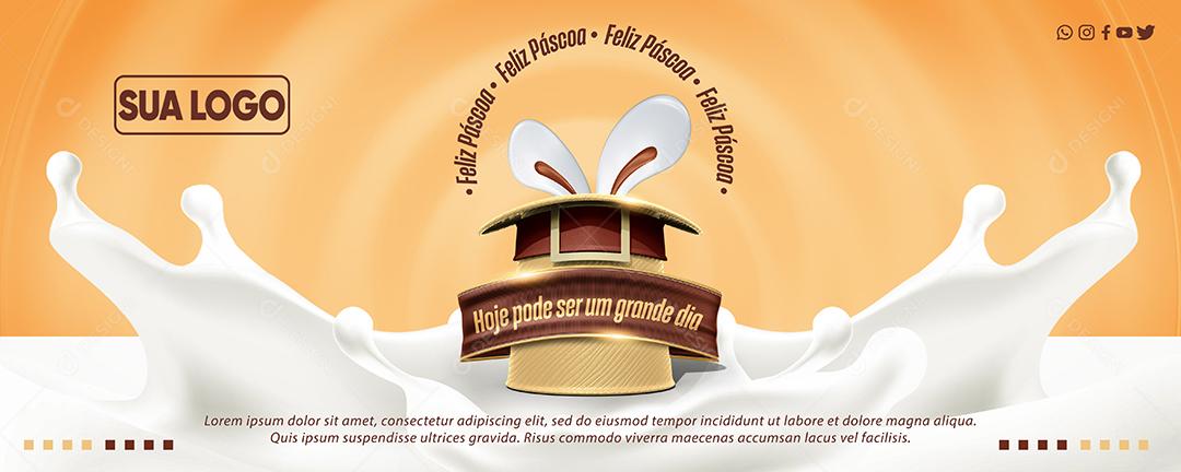 Social Media Banner Feliz Páscoa PSD Editável