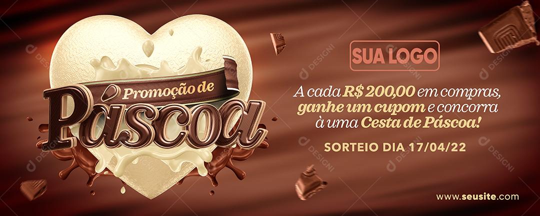 Social Media Banner Promoção de Páscoa Concorra à uma Cesta de Páscoa Loja PSD Editável