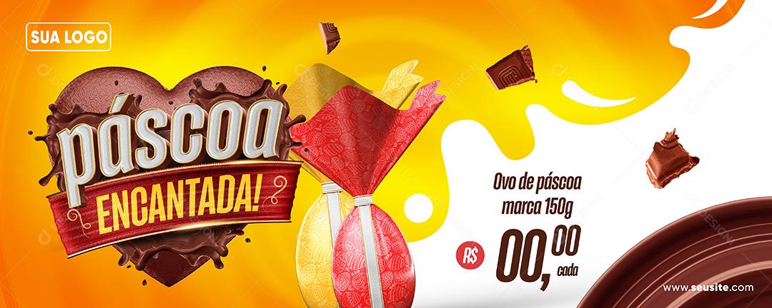 Social Media Banner Páscoa Encantada Ovoss de Páscoa PSD Editável