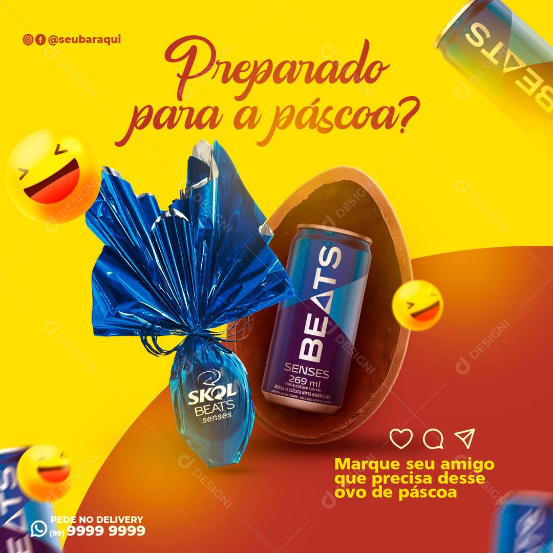 Promoção De Páscoa Cerveja Skol Beats Social Media PSD Editável