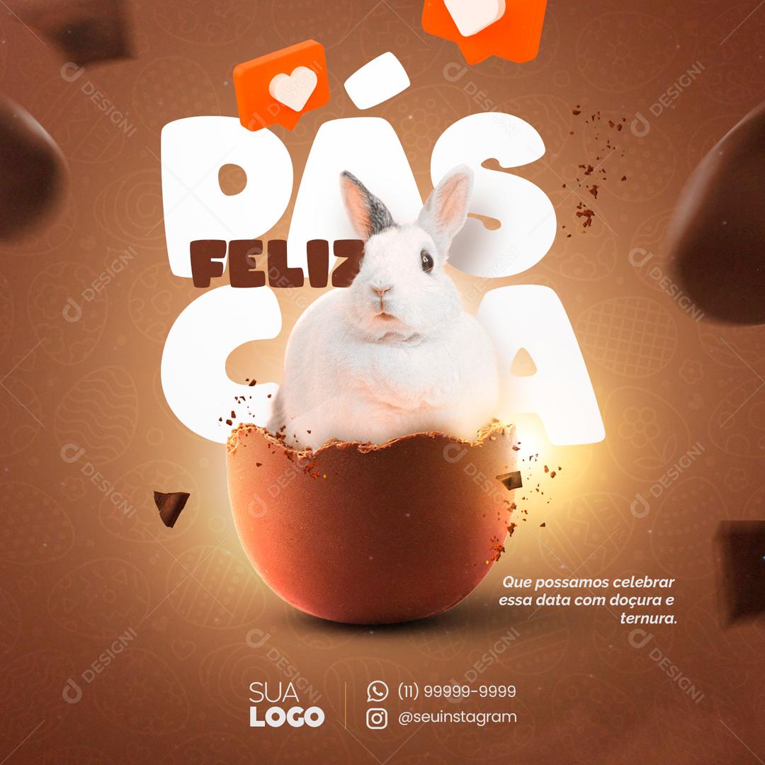 Feliz Páscoa Que Possamos Celebrar Essa Data Com Doçuras Social Media PSD Editável