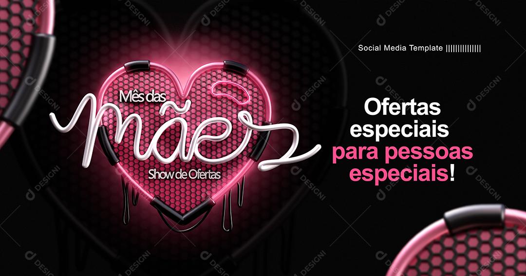 Social Media Banner Mother's Month Offer Show Editable PSD