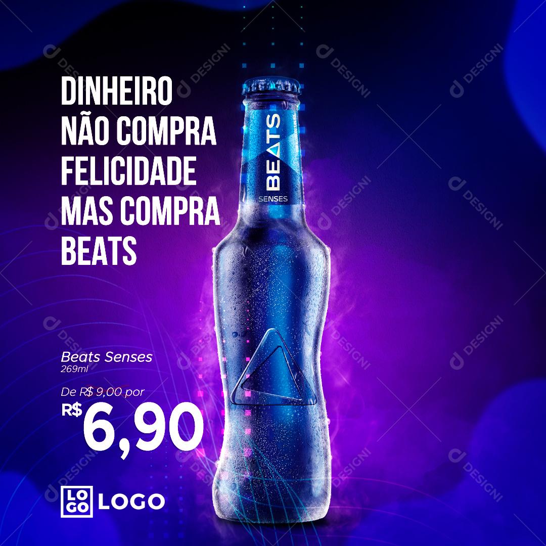 Dinheiro Não Compra Felicidade Mais Compra Beats Social Media PSD Editável