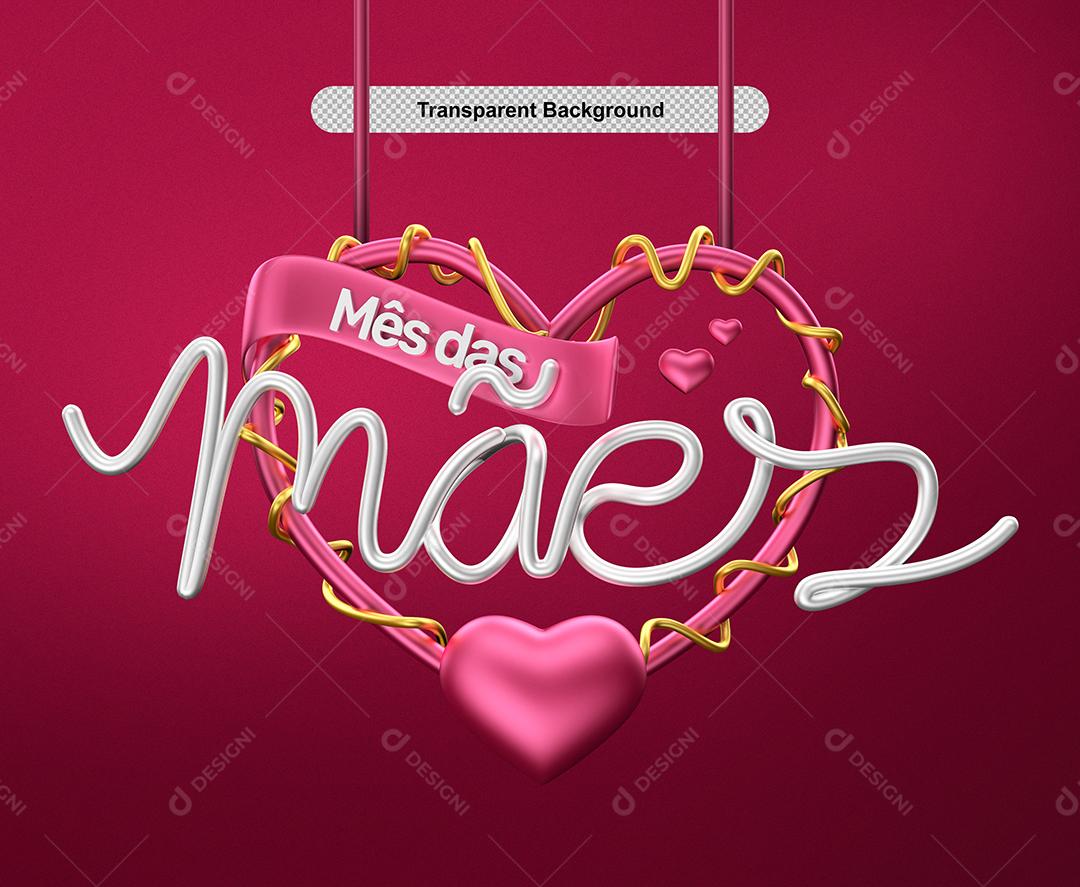 Mês Das Mães Selo 3D Para Composição PSD