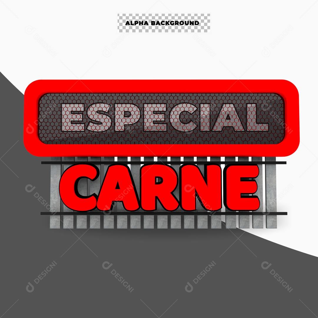 Selo 3D Para Composição Especial Carne PSD Editável