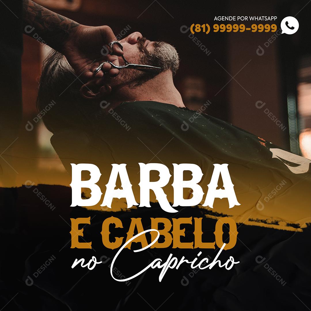 Social Media Barba e Cabelo no Capricho Barbearia PSD Editável