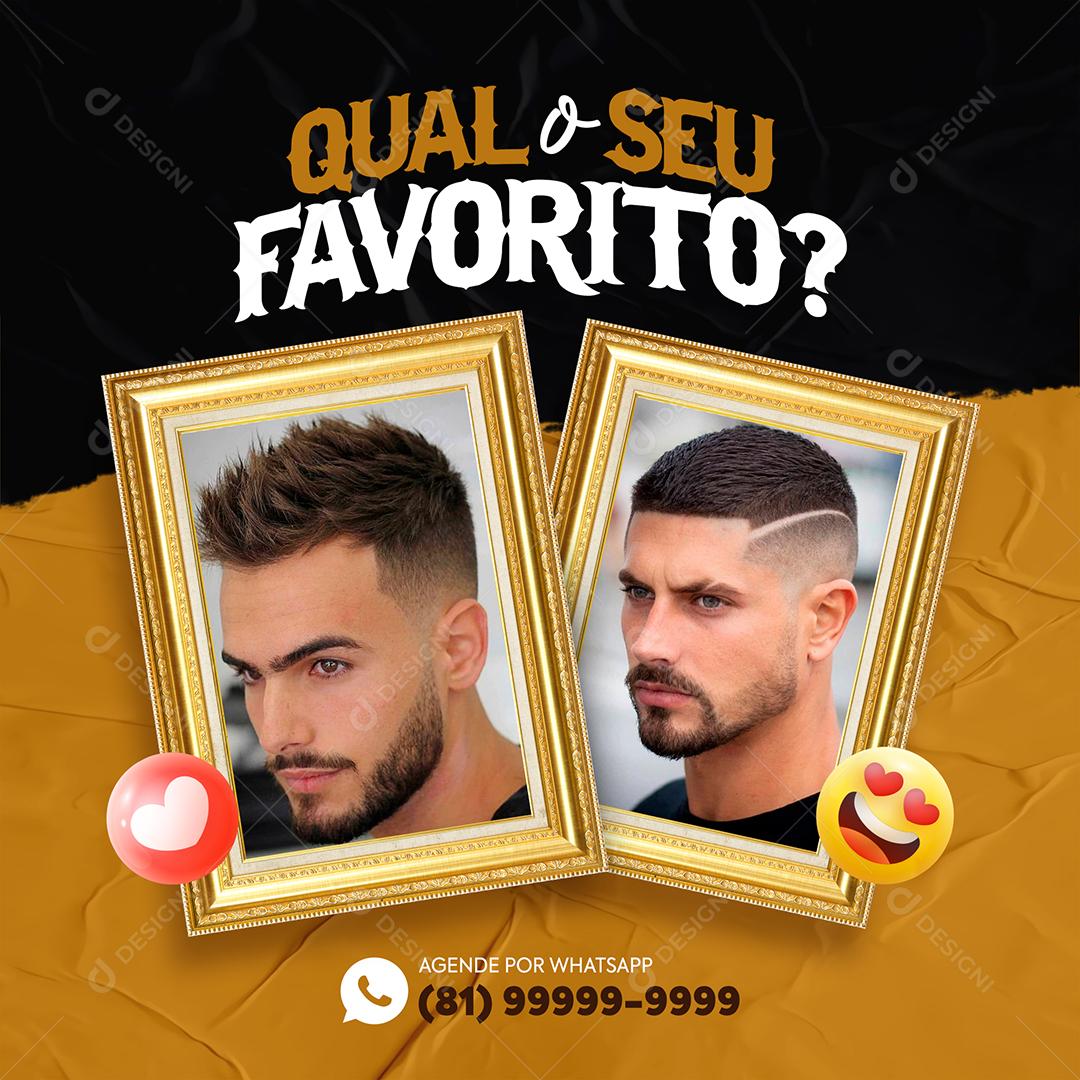 Social Media Qual o Seu Favorito Corte de Caabelo Barbearia PSD Editável