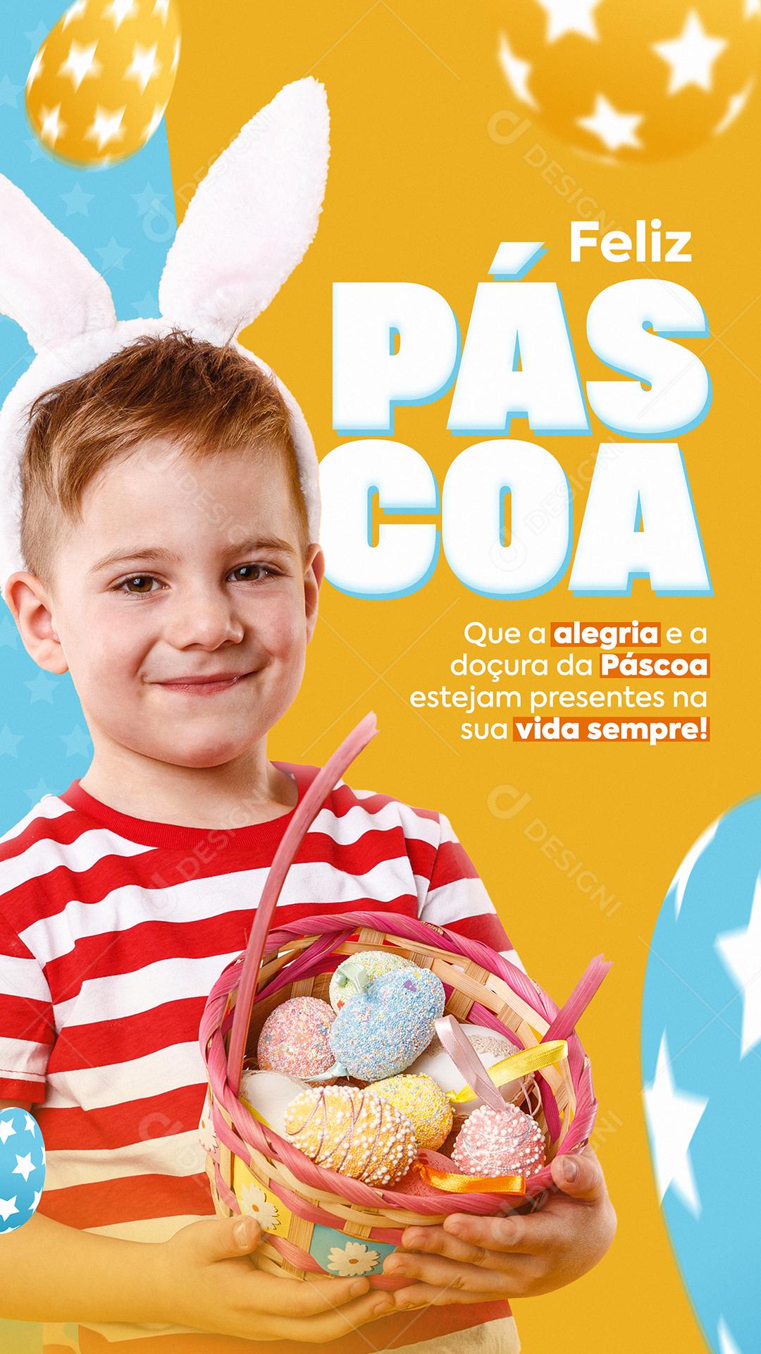 Social Media Feliz Páscoa Que a Alegria e a Doçura da Páscoa Estejam Presentes PSD Editável