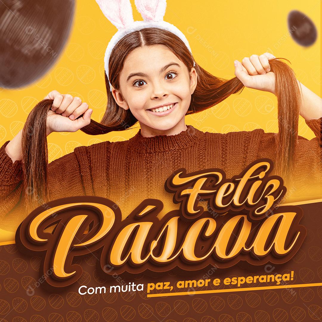 Feliz Páscoa Com Muita Paz Amor e Esperança Social Media PSD Editável