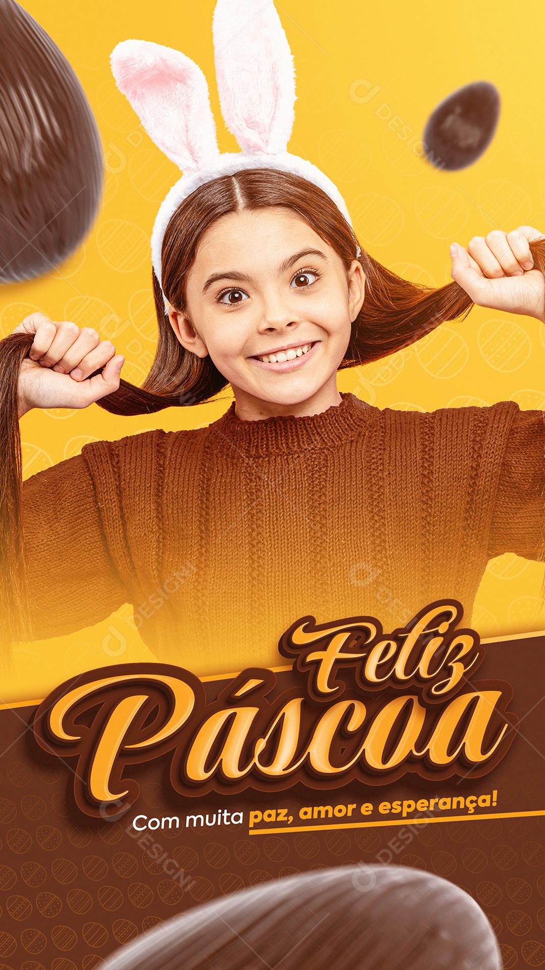 Social Media Feliz Páscoa Com Muita Paz Amor e Esperança PSD Editável