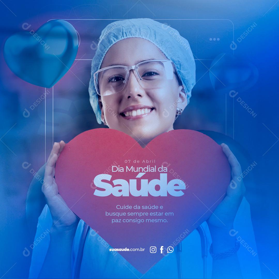 Social Media Busque Sempre Estar em Paz Consgio Mesmo Dia da Saúde PSD Editável