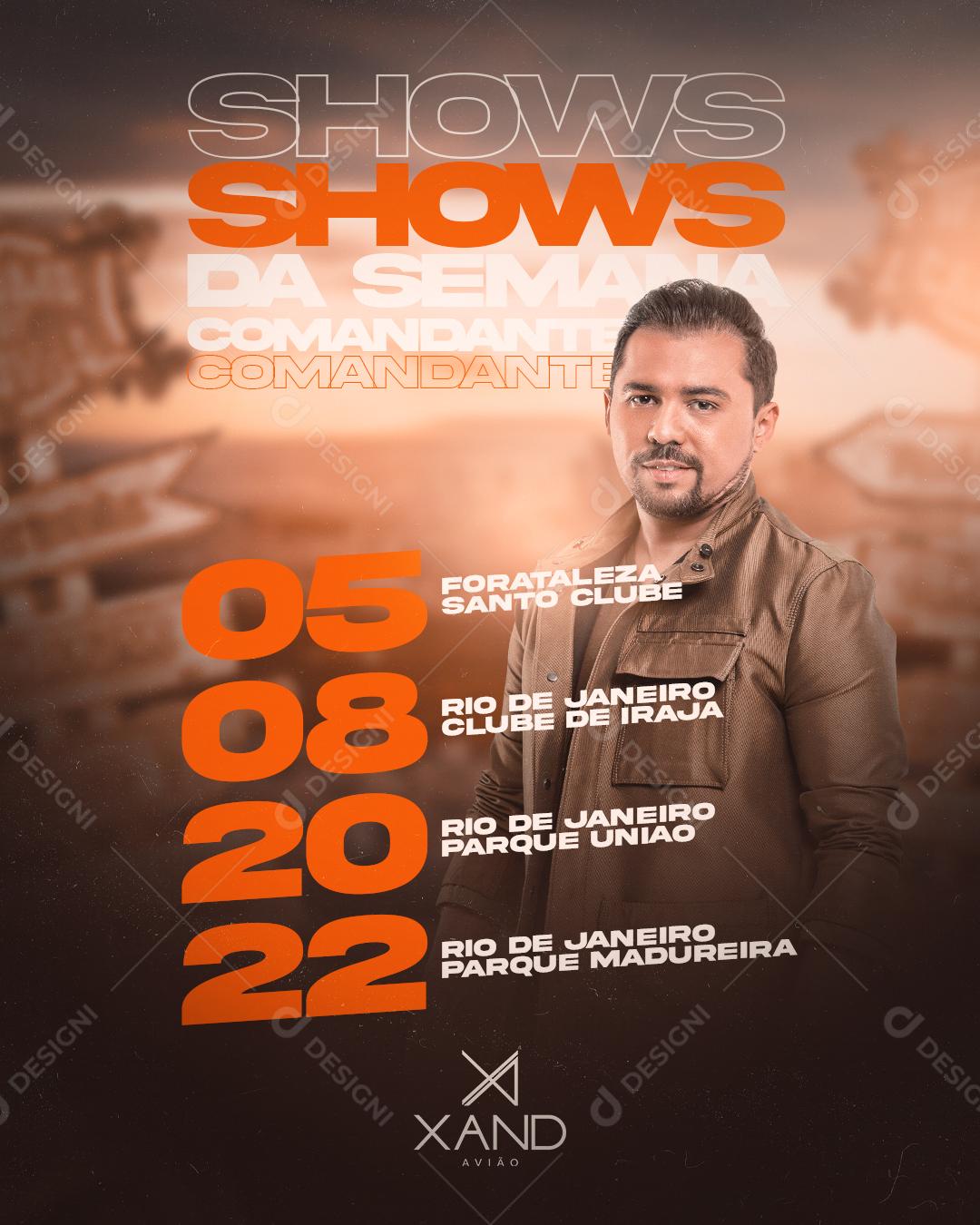 Social Media Shows da Semana Comandante Xand Avião Flyer PSD Editável