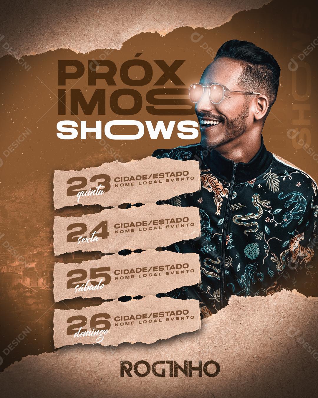 Flyer Próximos Shows Agenda Roginho Social Media PSD Editável
