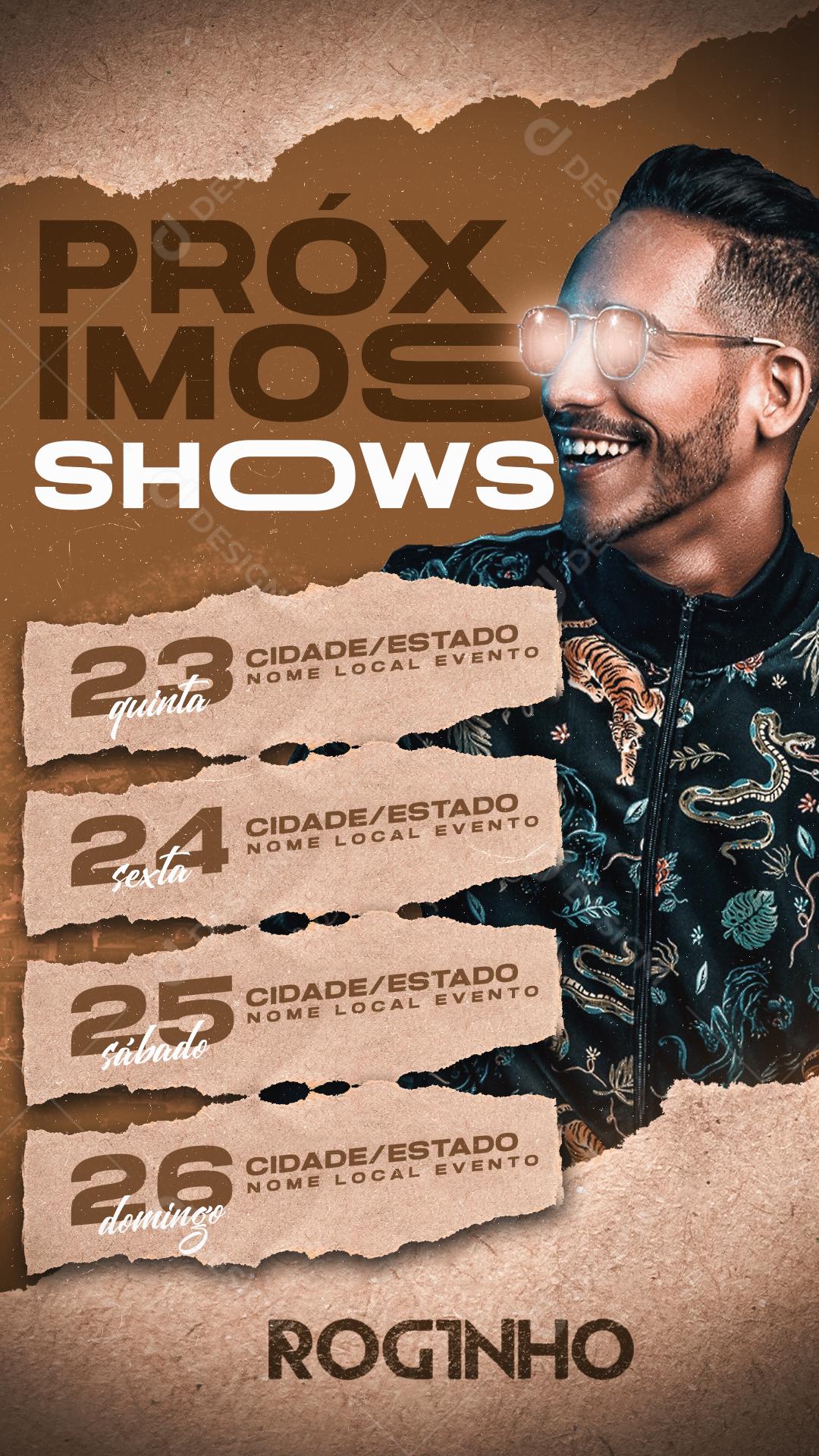 Social Media Próximos Shows Agenda Roginho Flyer PSD Editável