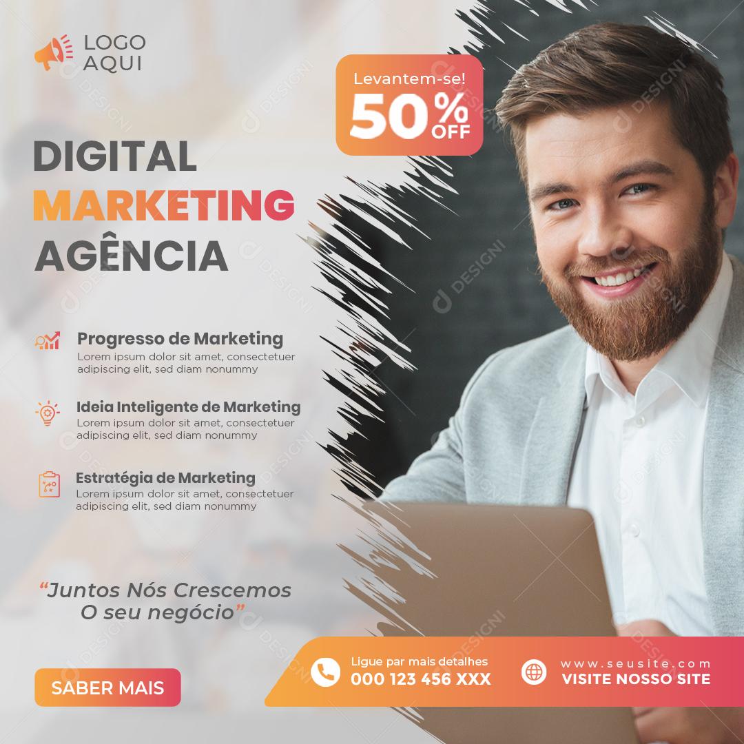 Social Media Junto Nós Crescemos O Seu Negócio Digita Marketing Agências PSD Editável