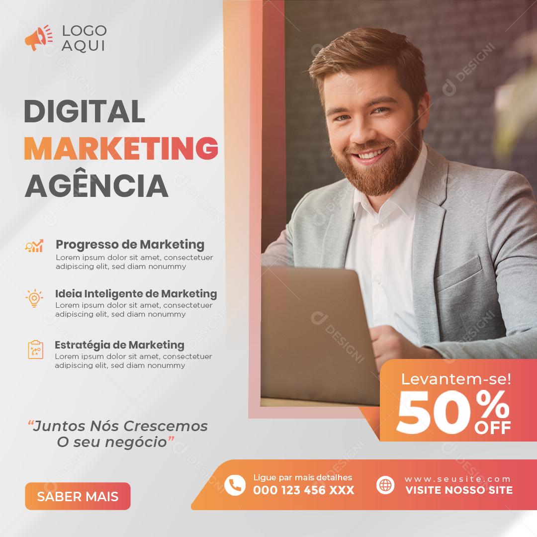 Social Media Junto Nós Crescemos O Seu Negócio Marketing Digital Agência PSD Editável