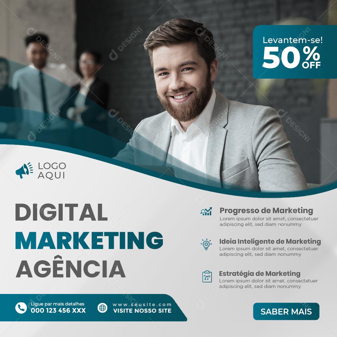 Social Media Levante se 50% Desconto Marketing Digital Agência PSD Editável