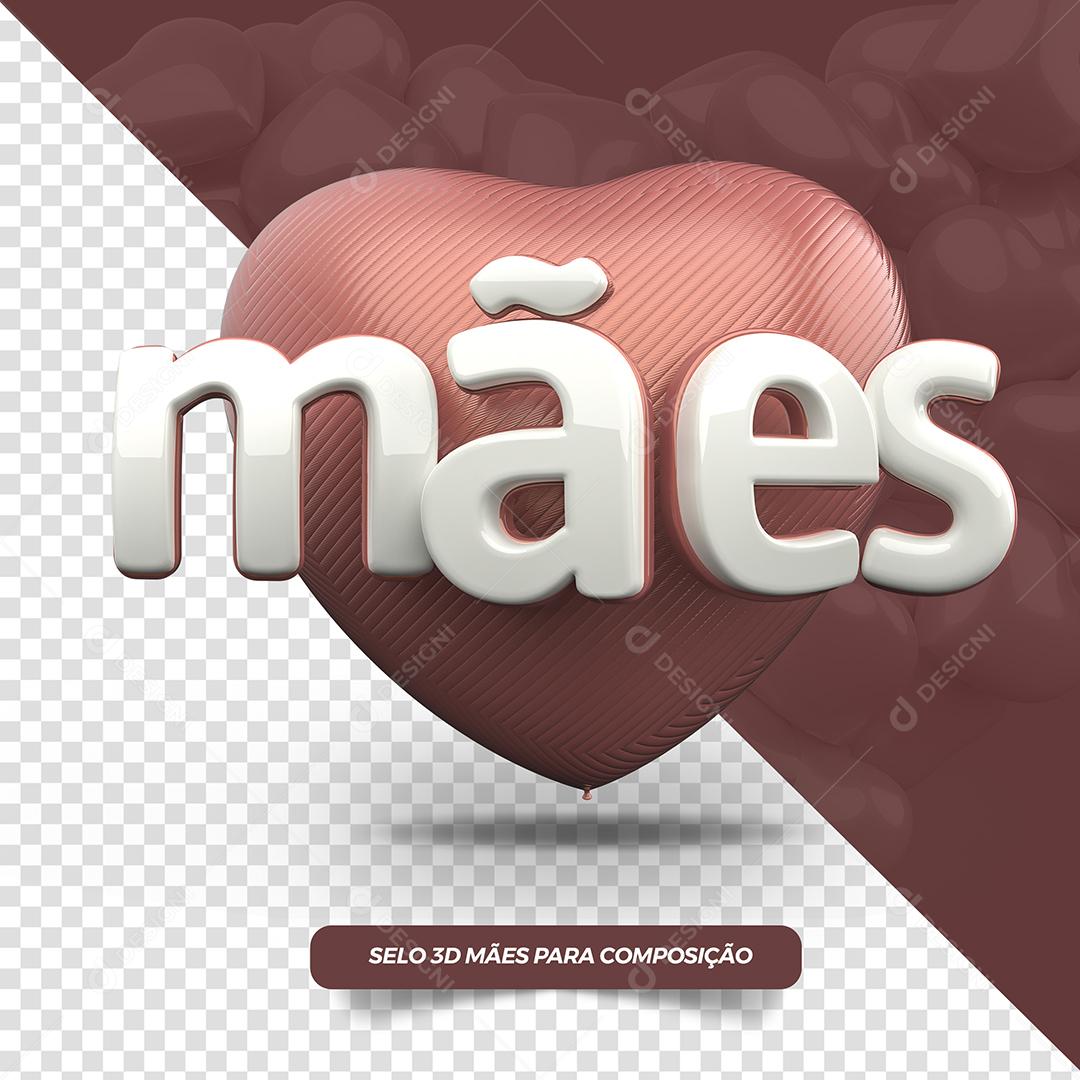 Selo 3D Mães Para Composição PSD
