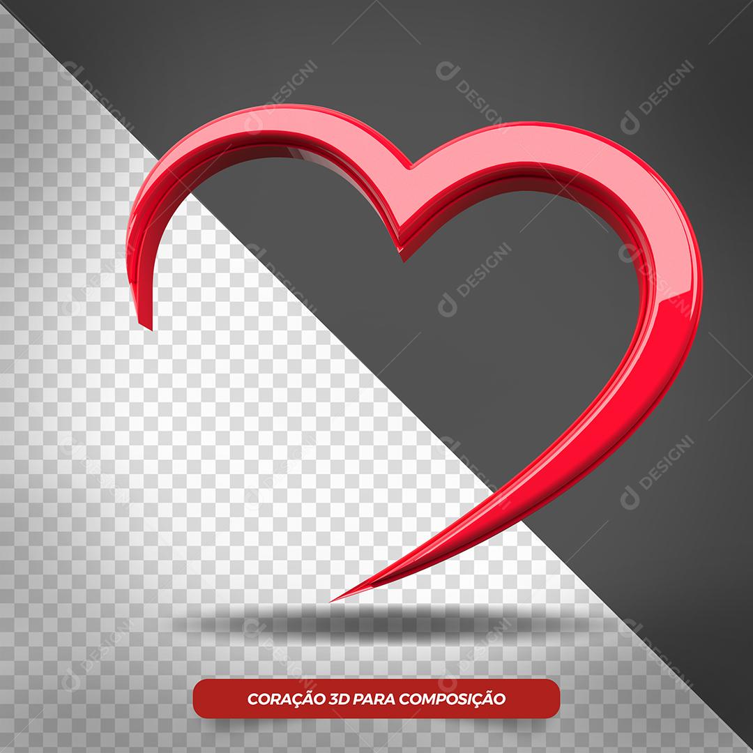 Coração 3D Para Composição PSD