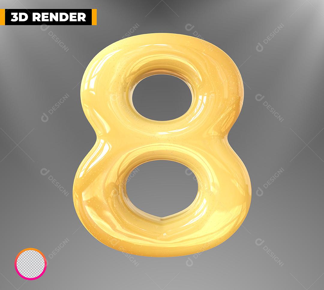 Número 8 Elemento 3D Para Composição PSD