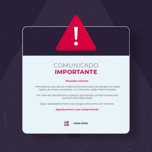 Post Comunicado Aviso Social Media PSD Editável