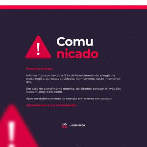 Post Comunicado Aviso Alerta Social Media PSD Editável