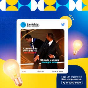 Meme Energia Solar e Aumento De Energia Social Media PSD Editável