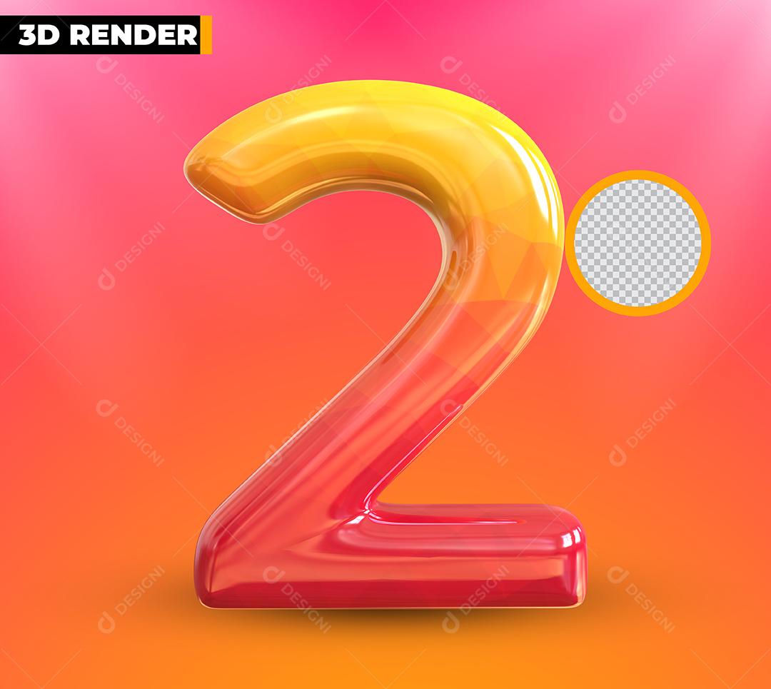 Número 3D 2 Elemento Para Composição PSD Editável