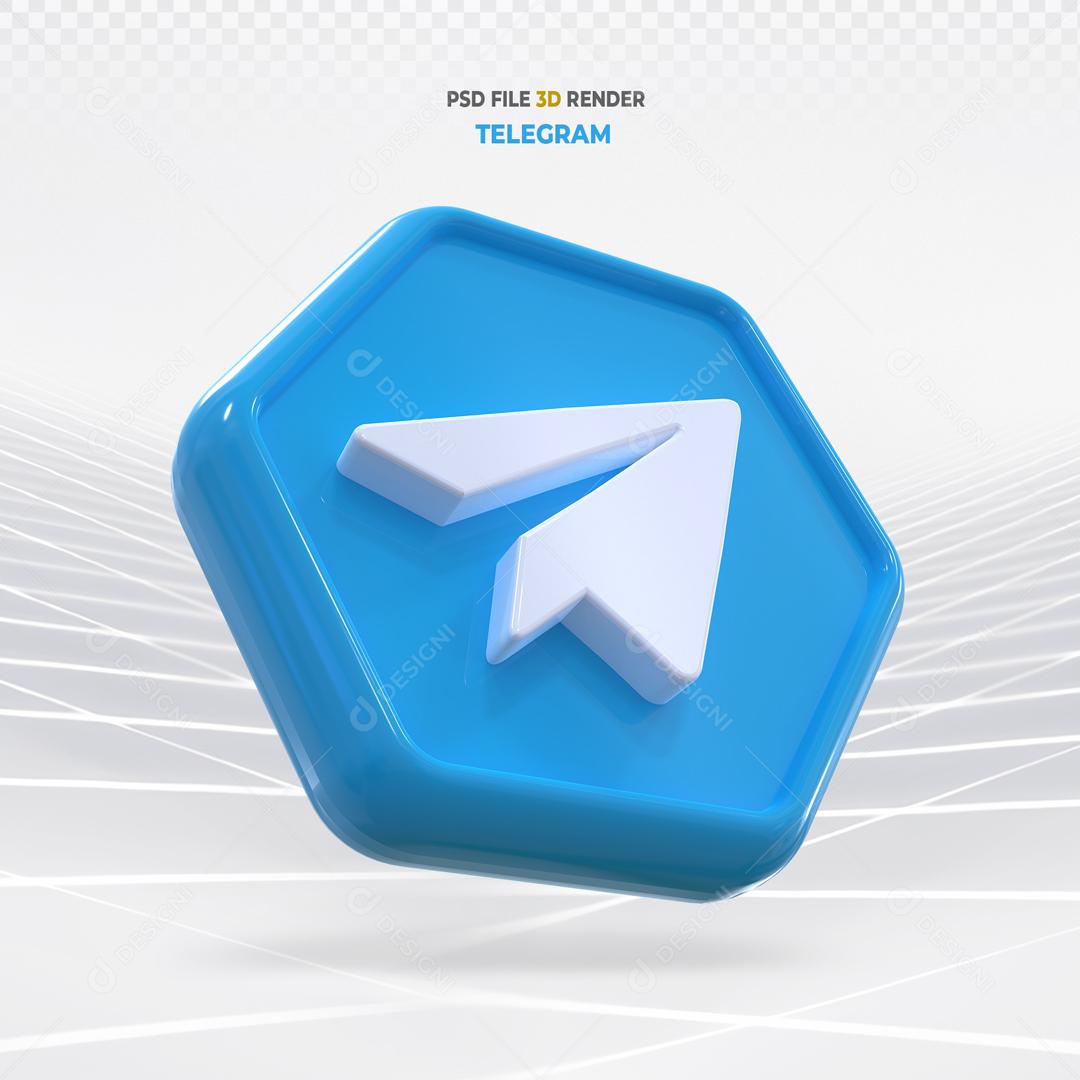Telegram Em Forma Geométrica 3D Elemento Para Composição PSD