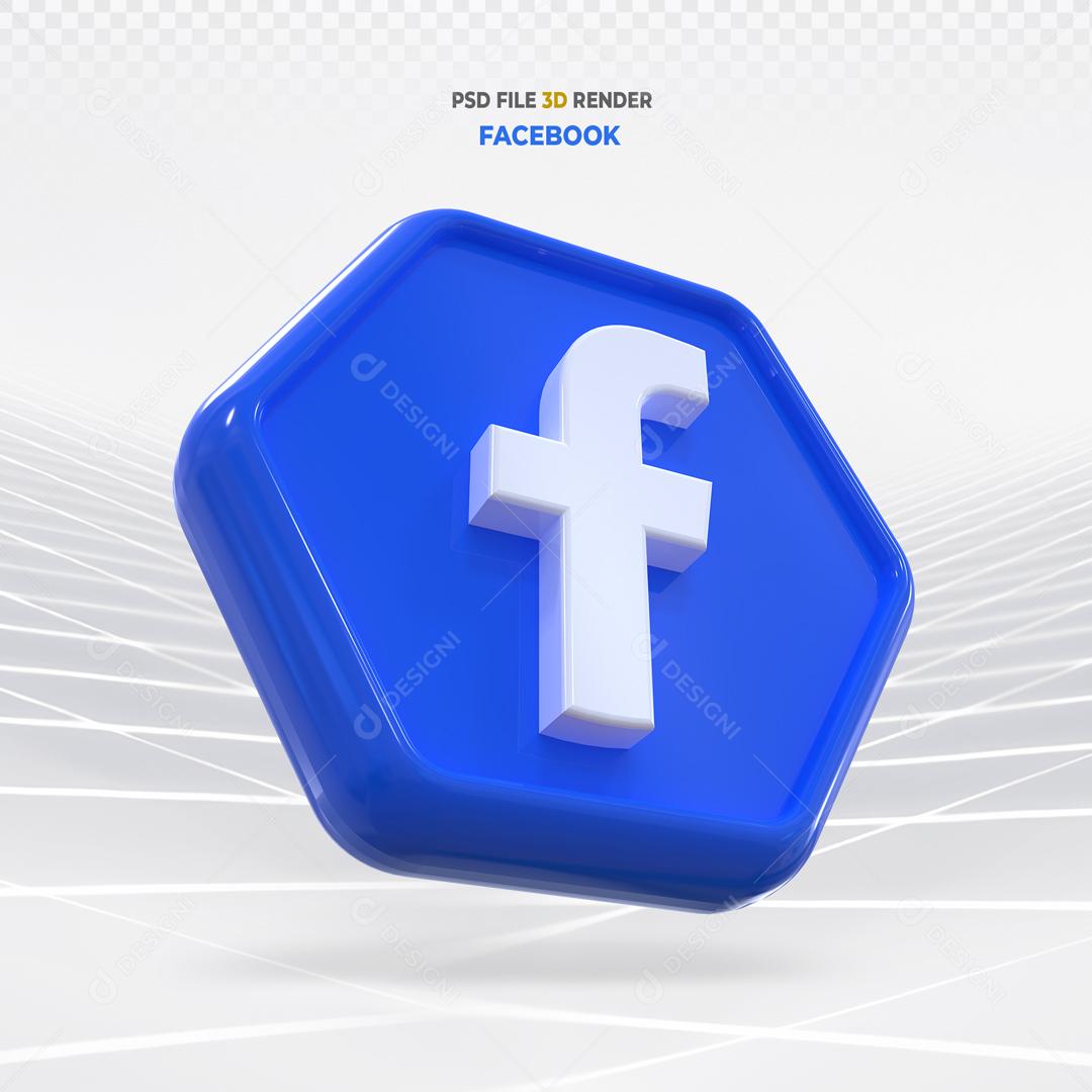 Facebook Em Forma Geométrica 3D Elemento Para Composição PSD