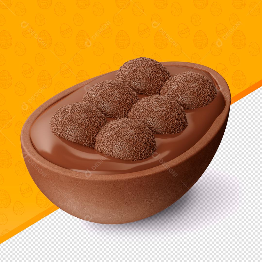 Elemento 3D Para Composição Ovos De Chocolate Páscoa PSD Editável