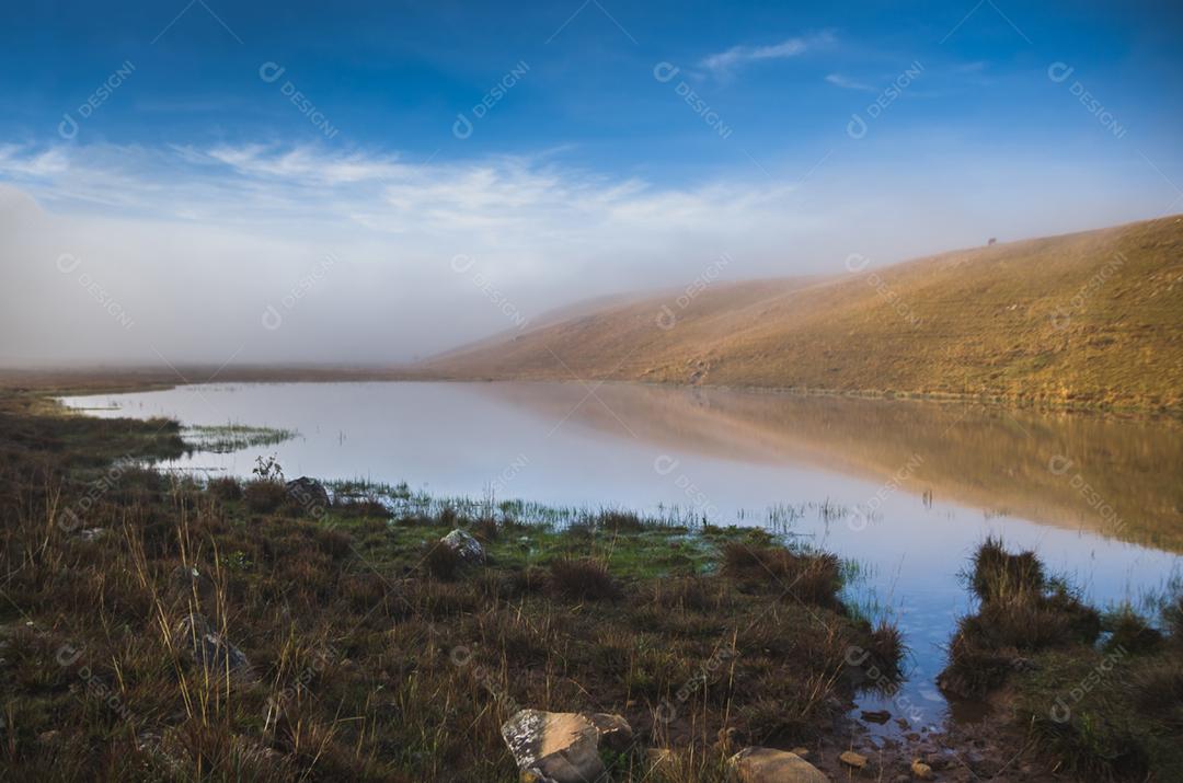Beautiful landscape of the lake on a cloudy day.