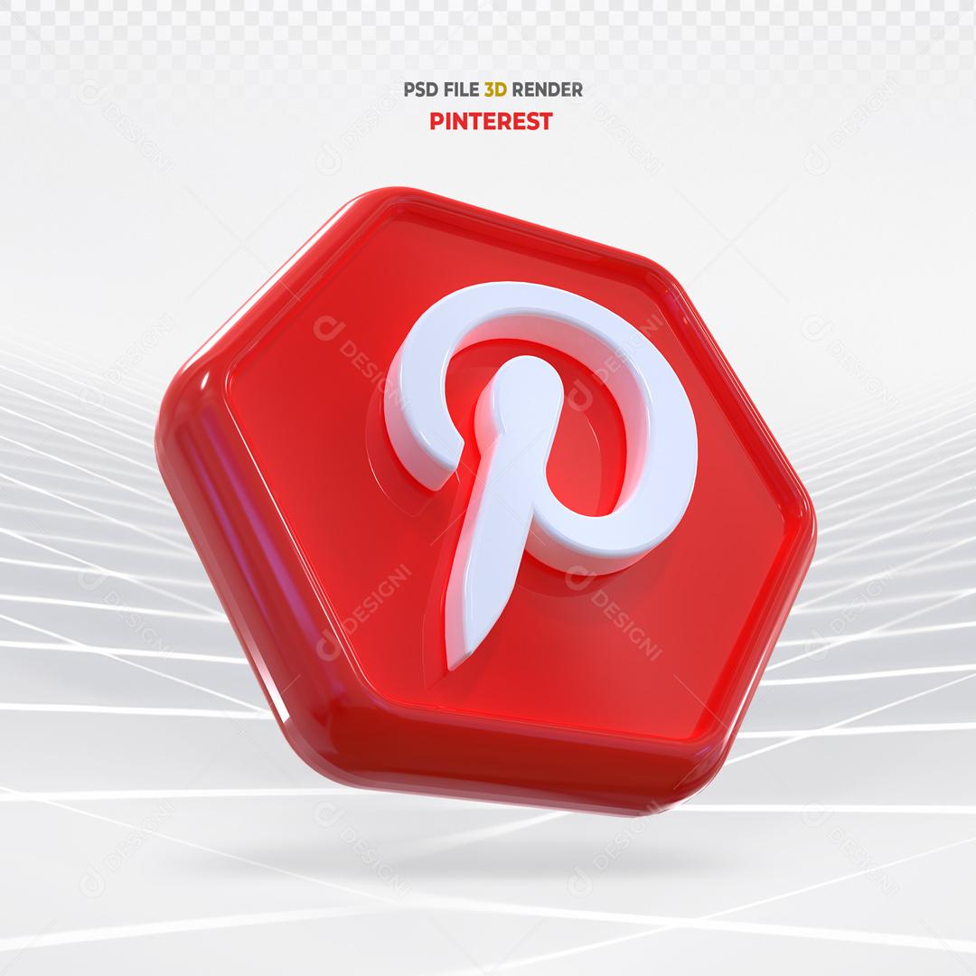 Pinterest Em Forma Geométrica 3D Elemento Para Composição PSD