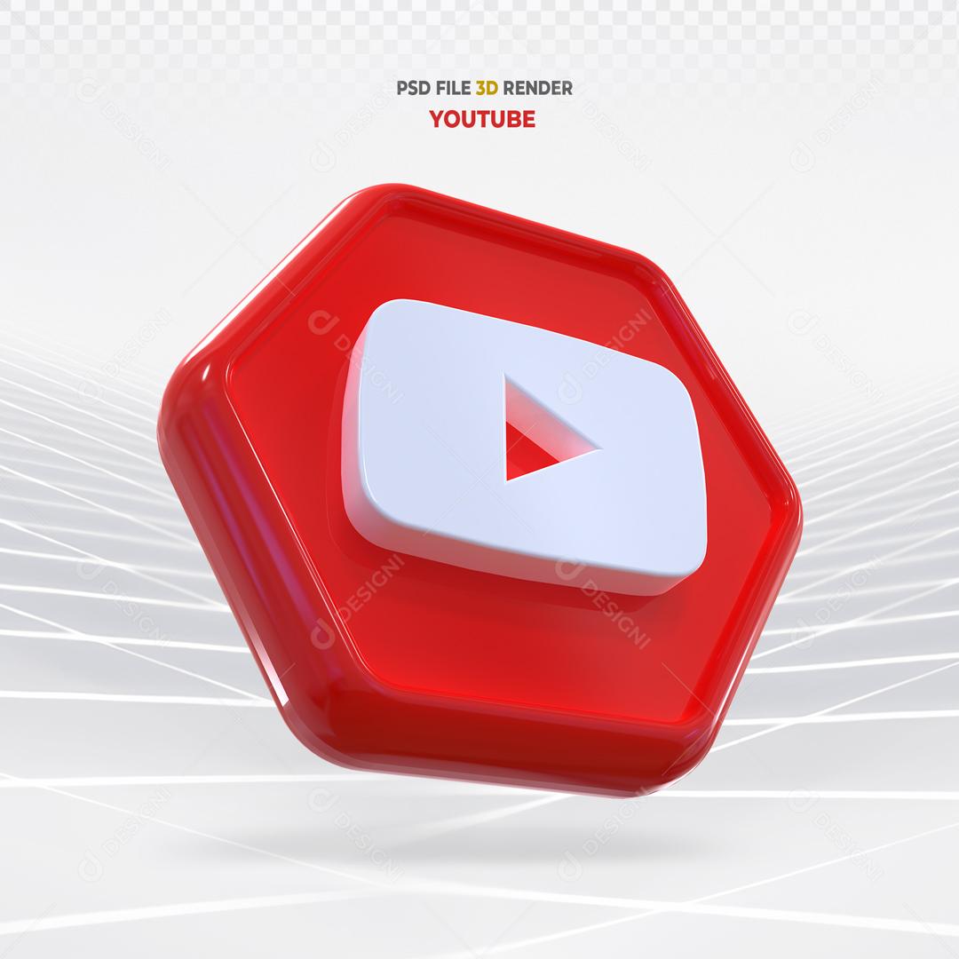 Youtube Em Forma Geométrica 3D Elemento Para Composição PSD