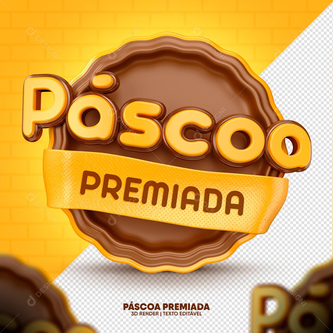 Selo 3D Para Composição Páscoa Premiada PSD Editável