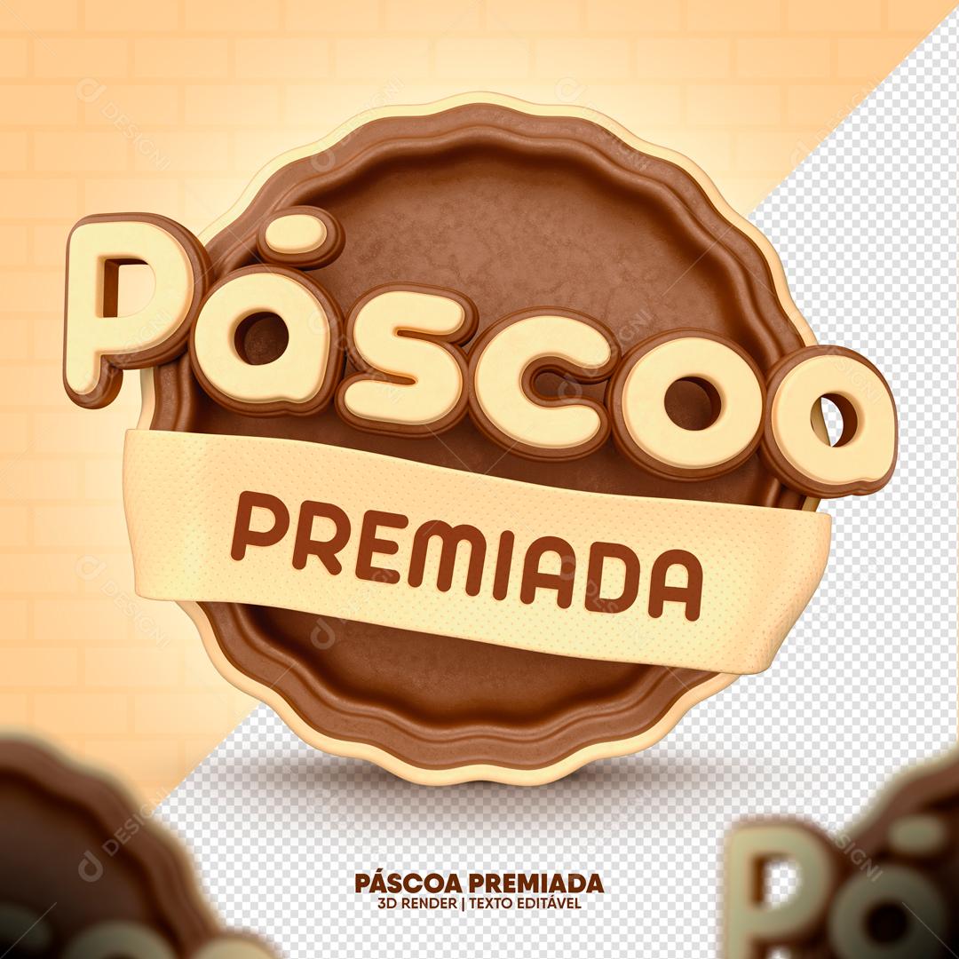 Selo 3D Para Composição Páscoa Recheada PSD Editável
