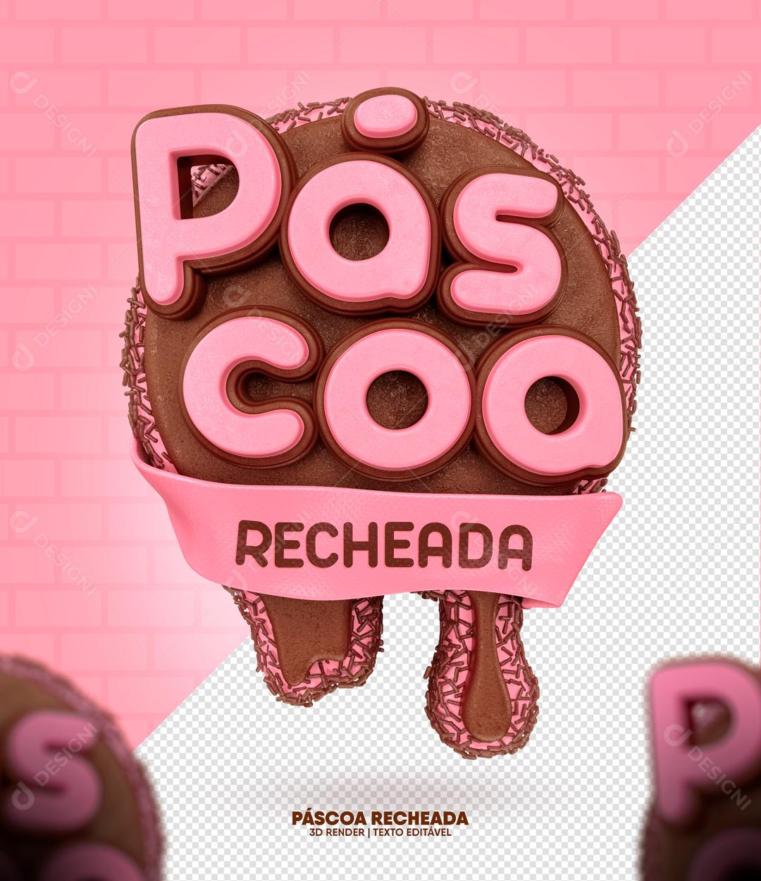 Selo 3D Para Composição Páscoa Recheada PSD Editável