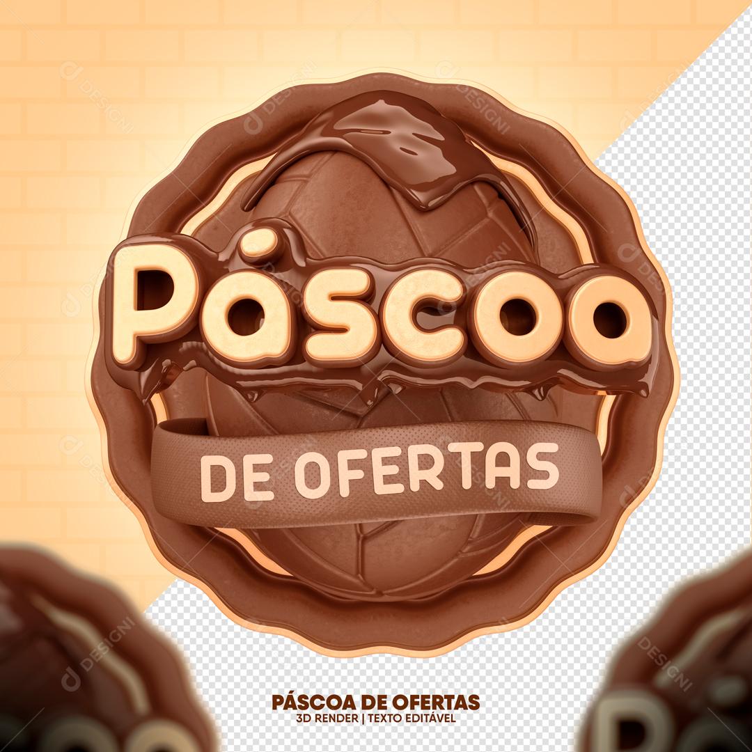 Selo 3D Para Composição Páscoa De Ofertas Chocolates PSD Editável