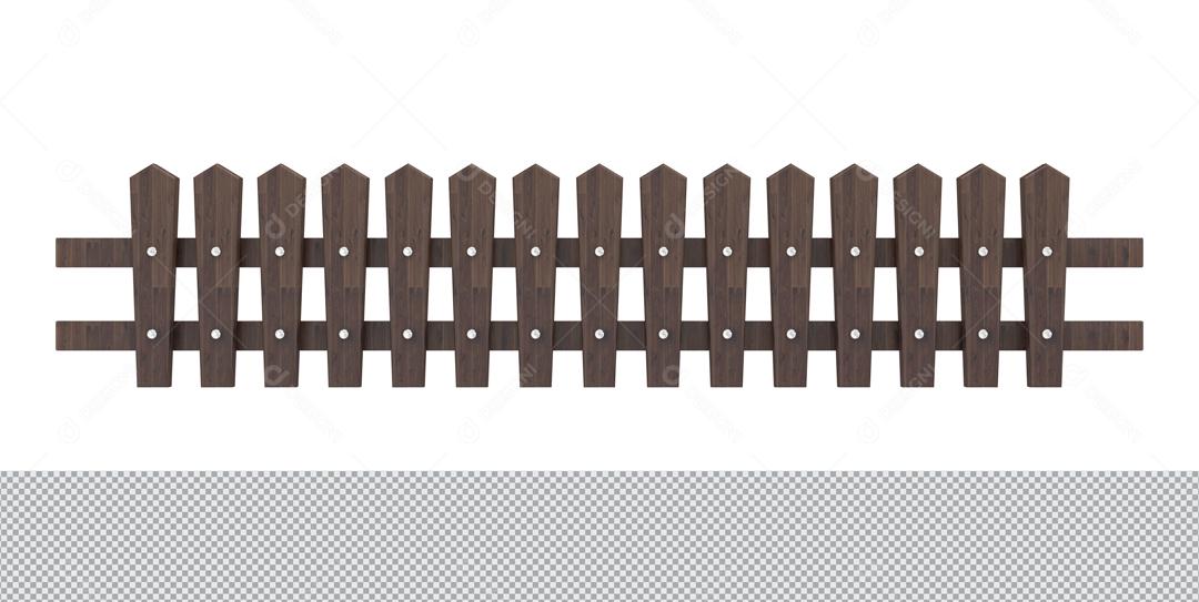 Cerca 3D de Madeira Elemento Para Composição PSD