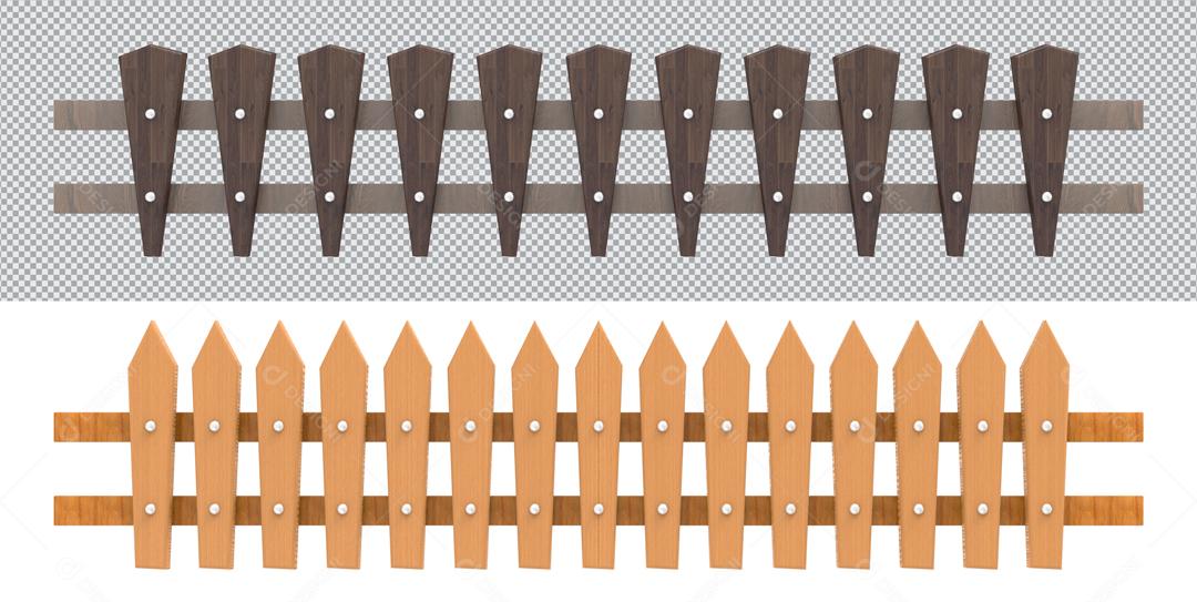 Cercas 3D de Madeira Elemento Para Composição PSD