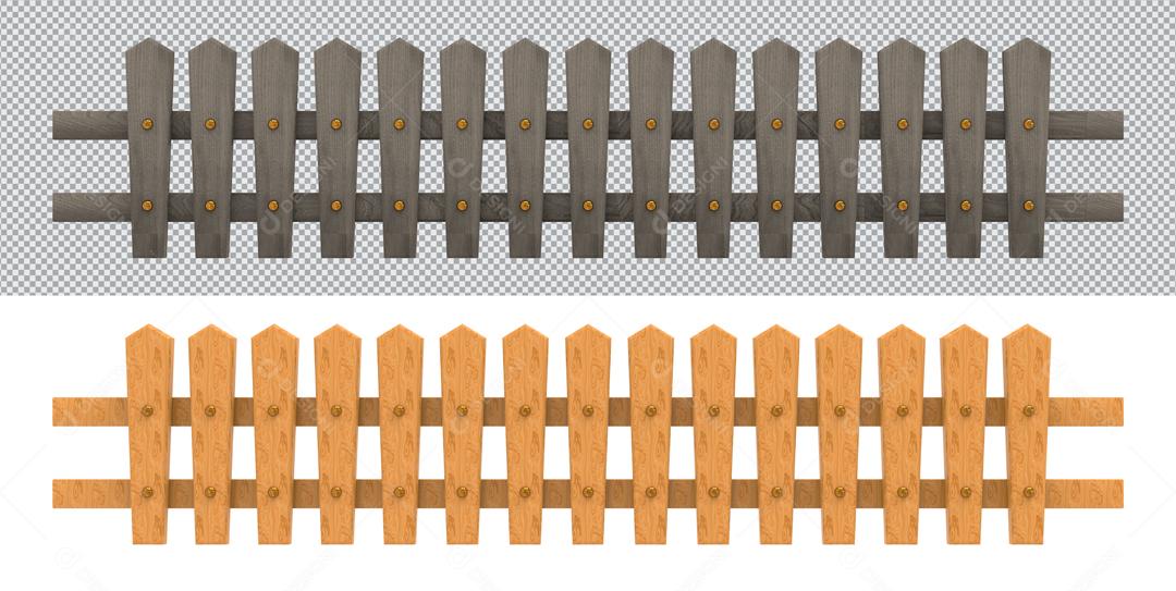 Elemento 3D Cercas de Madeira Para Composição PSD