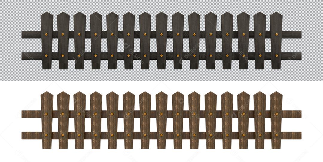 Cercas 3D de Madeira Preta Elemento Para Composição PSD