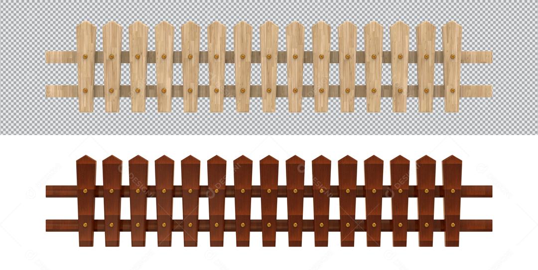 Cercas 3D de Madeira Elemento Para Composição PSD
